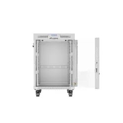 Szafa instalacyjna Rack stojąca 19" 15U 600x800 szara drzwi szklane LCD