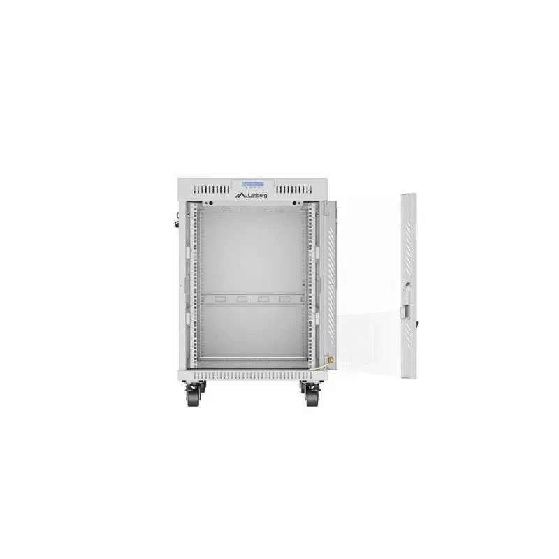 Szafa instalacyjna Rack stojąca 19" 15U 600x800 szara drzwi szklane LCD