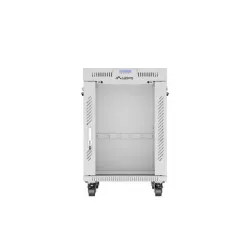 Szafa instalacyjna Rack stojąca 19" 15U 600x800 szara drzwi szklane LCD