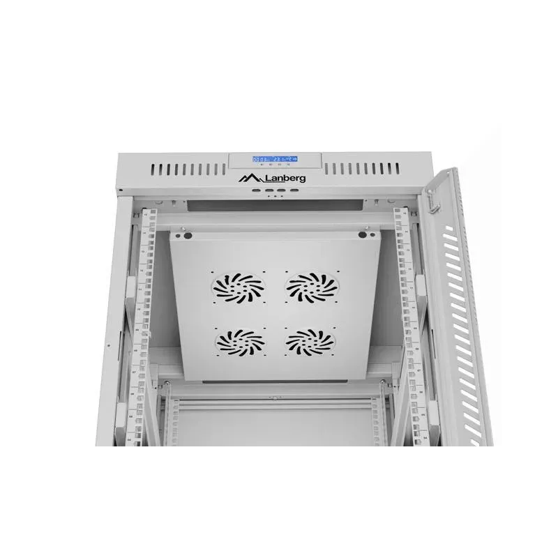 Szafa instalacyjna Rack stojąca 19" 15U 600x800 szara drzwi szklane LCD