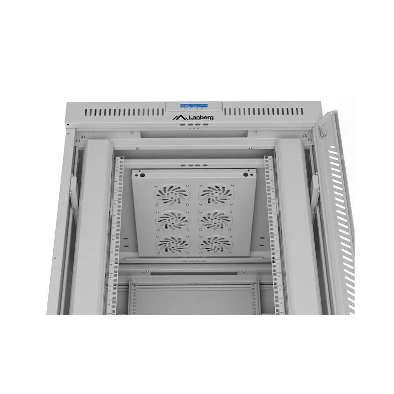 Szafa instalacyjna Rack stojąca 19" 42U 800x1000 szara drzwi szklane LCD