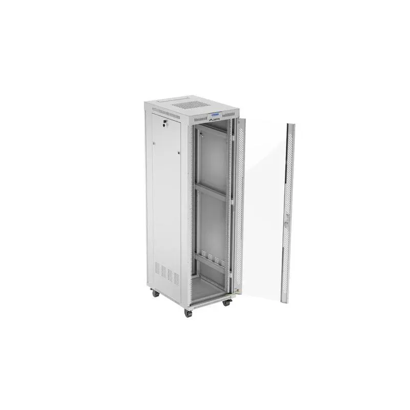 Szafa instalacyjna Rack stojąca 19" 42U 600x800 szara drzwi szklane LCD