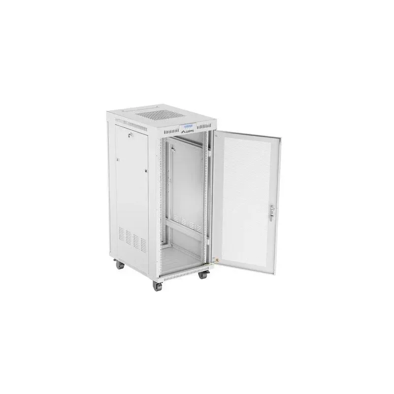 Szafa instalacyjna Rack stojąca 19" 27U 600x800 szara drzwi perforowane LCD
