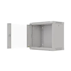 Szafa instalacyjna Rack wisząca 19" 9U 540x350 szara Drzwi przeszklone