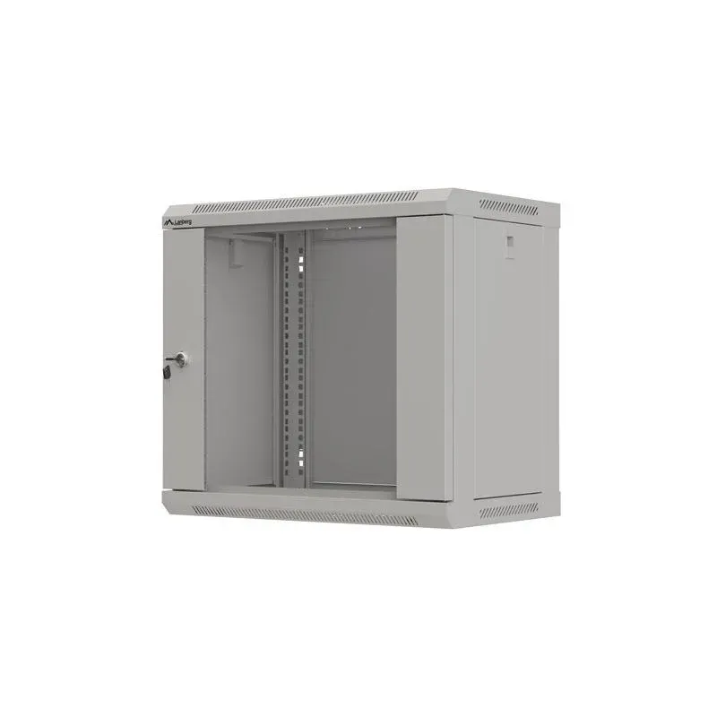 Szafa instalacyjna Rack wisząca 19" 9U 540x350 szara Drzwi przeszklone