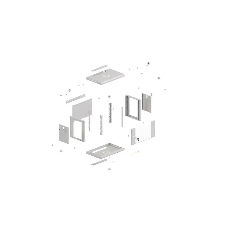Szafa instalacyjna Rack wisząca 19" 9U 540x350 szara Drzwi przeszklone