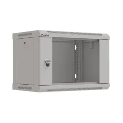 Szafa instalacyjna Rack wisząca 19" 6U 540x350 szara Drzwi przeszklone