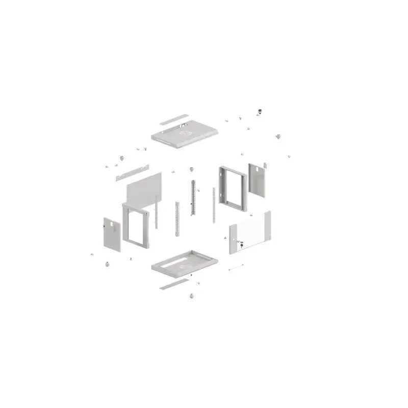 Szafa instalacyjna Rack wisząca 19" 6U 540x350 szara Drzwi przeszklone