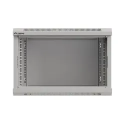 Szafa instalacyjna Rack wisząca 19" 6U 540x350 szara Drzwi przeszklone