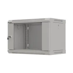 Szafa instalacyjna Rack wisząca 19" 6U 540x350 szara Drzwi przeszklone