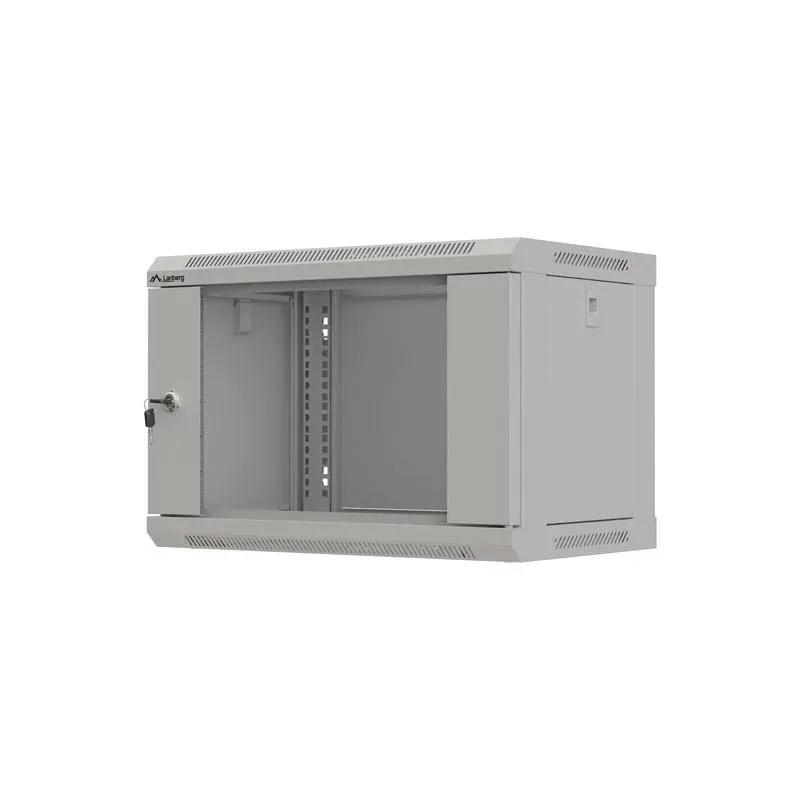 Szafa instalacyjna Rack wisząca 19" 6U 540x350 szara Drzwi przeszklone