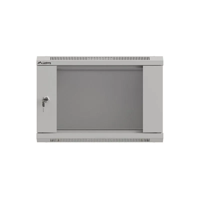 Szafa instalacyjna Rack wisząca 19" 6U 540x350 szara Drzwi przeszklone