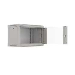 Szafa instalacyjna Rack wisząca 19" 6U 540x350 szara Drzwi przeszklone