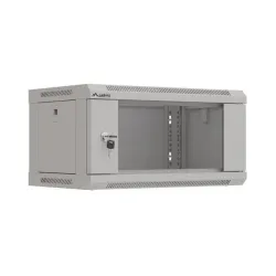 Szafa instalacyjna Rack wisząca 19" 4U 540x350 szara Drzwi przeszklone
