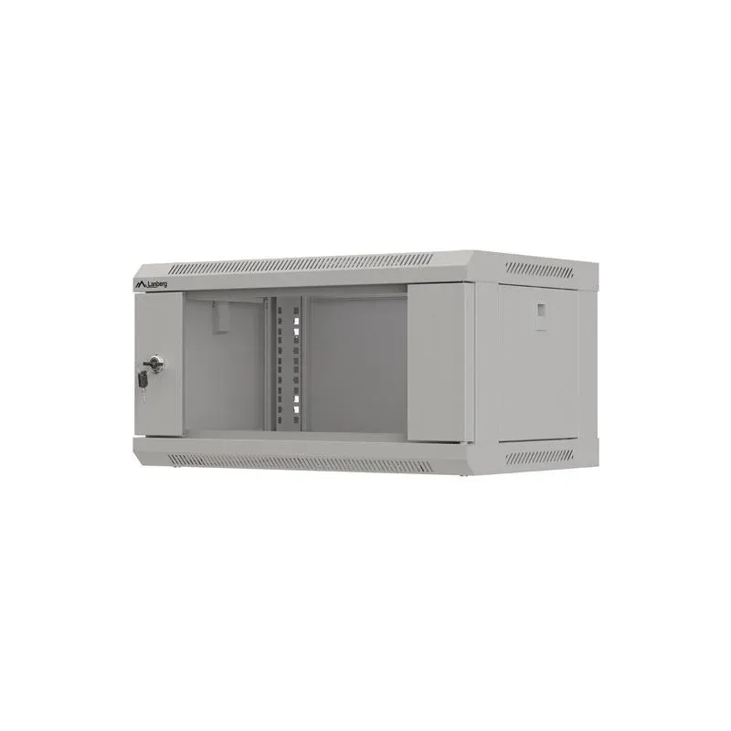 Szafa instalacyjna Rack wisząca 19" 4U 540x350 szara Drzwi przeszklone