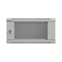Szafa instalacyjna Rack wisząca 19" 4U 540x350 szara Drzwi przeszklone