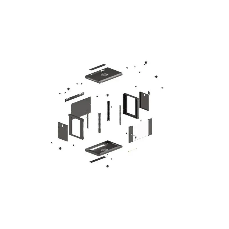 Szafa instalacyjna Rack wisząca 19" 4U 540x350 czarna Drzwi przeszklone