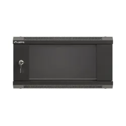 Szafa instalacyjna Rack wisząca 19" 4U 540x350 czarna Drzwi przeszklone