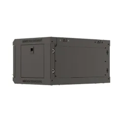 Szafa instalacyjna Rack wisząca 19" 4U 540x350 czarna Drzwi przeszklone