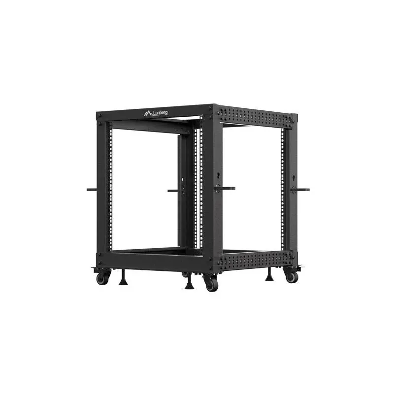 Stojak open rack Lanberg 19" 12U 600x600-1100 regulowany czarny