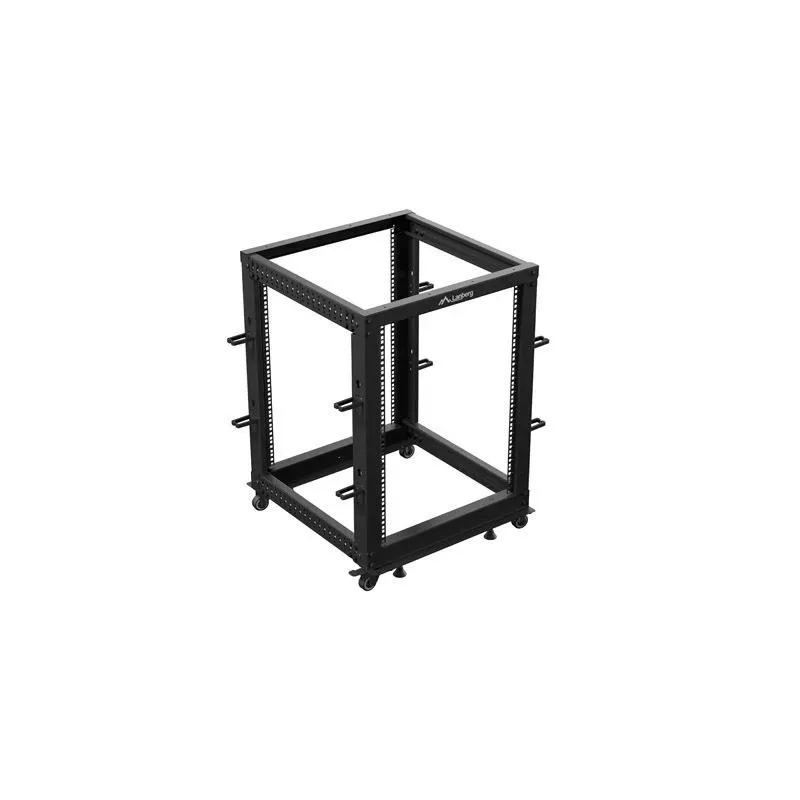 Stojak open rack Lanberg 19" 15U 600x600-1100 regulowany czarny
