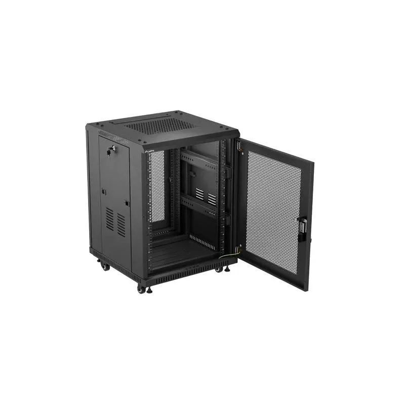 Szafa inastalacyjna rack Lanberg 19" 15U 600x600 czarna drzwi perforowane