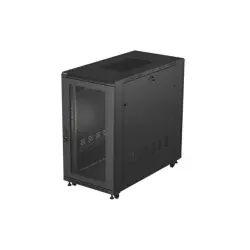 Szafa instalacyjna Rack stojąca 19" 22U 600x1200 czarna drzwi szklane LCD