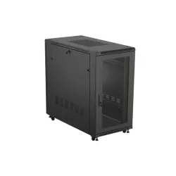 Szafa instalacyjna Rack stojąca 19" 22U 600x1200 czarna drzwi szklane LCD