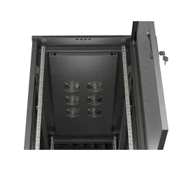 Szafa instalacyjna Rack stojąca 19" 22U 600x1200 czarna drzwi szklane LCD