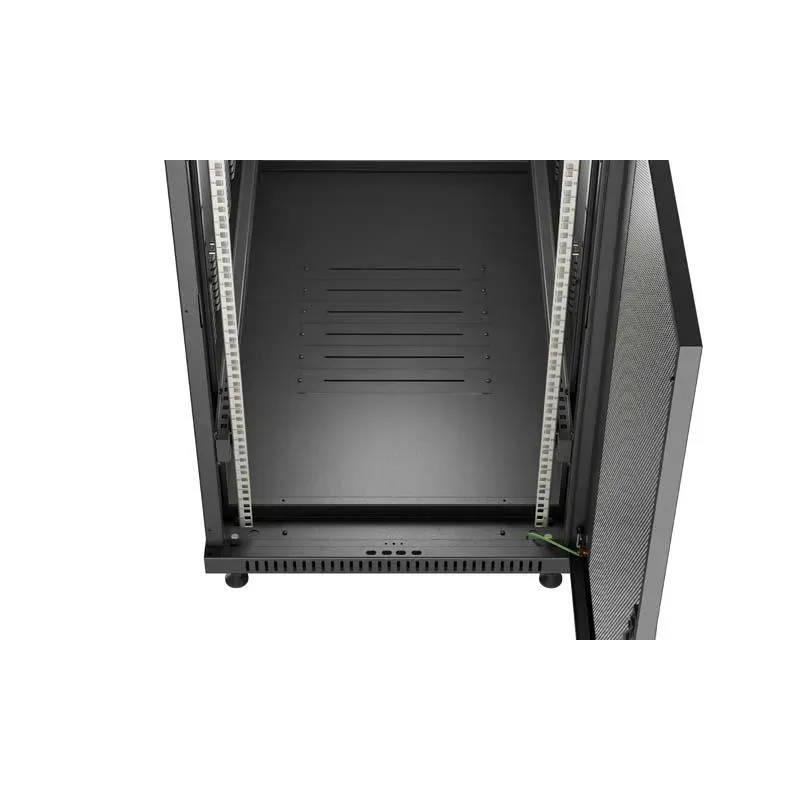 Szafa instalacyjna Rack stojąca 19" 22U 600x1200 czarna drzwi szklane LCD