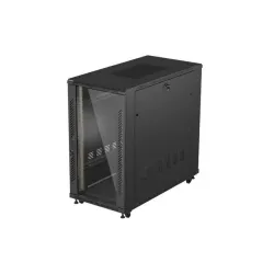 Szafa instalacyjna Rack stojąca 19" 22U 600x1200 czarna drzwi przeszklone