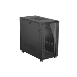 Szafa instalacyjna Rack stojąca 19" 22U 600x1200 czarna drzwi przeszklone