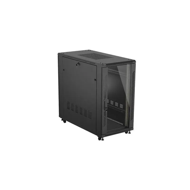 Szafa instalacyjna Rack stojąca 19" 22U 600x1200 czarna drzwi przeszklone