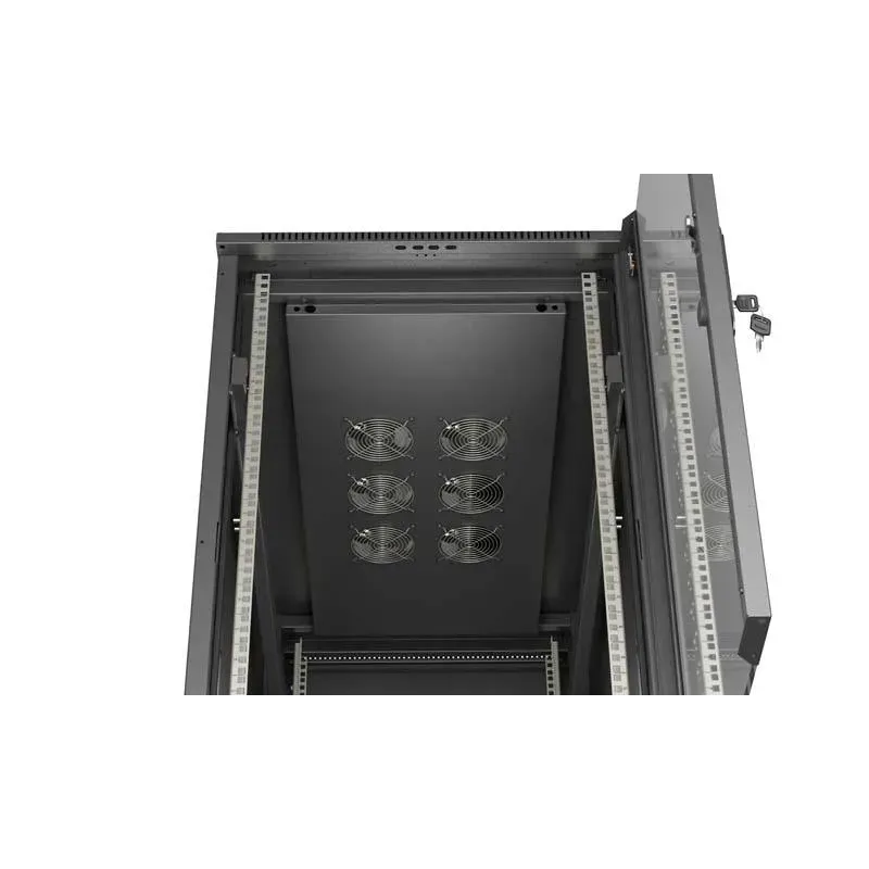 Szafa instalacyjna Rack stojąca 19" 22U 600x1200 czarna drzwi przeszklone