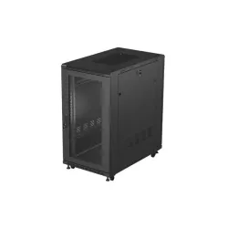 Szafa instalacyjna Rack Lanberg stojąca 19" 22U 600x1000 Czarna drzwi