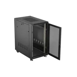Szafa instalacyjna Rack Lanberg stojąca 19" 22U 600x1000 Czarna drzwi