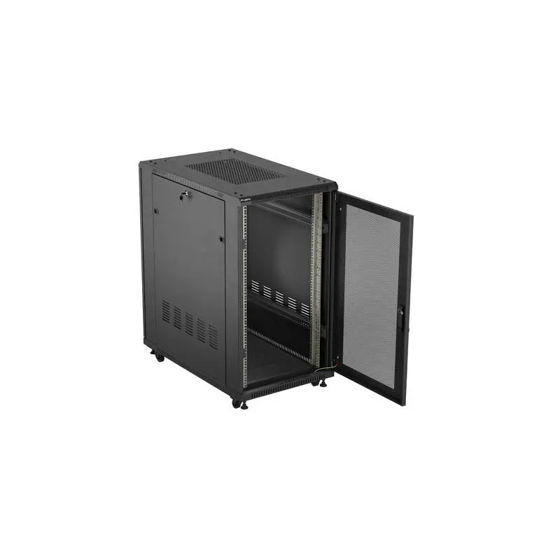 Szafa instalacyjna Rack Lanberg stojąca 19" 22U 600x1000 Czarna drzwi