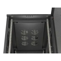 Szafa instalacyjna Rack Lanberg stojąca 19" 22U 600x1000 Czarna drzwi