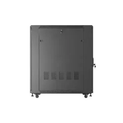 Szafa instalacyjna Rack stojąca 19" 22U 600x1000 Czarna drzwi przeszklone