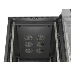 Szafa instalacyjna Rack stojąca 19" 22U 600x1000 Czarna drzwi przeszklone