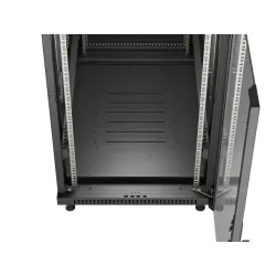 Szafa instalacyjna Rack stojąca 19" 22U 600x1000 Czarna drzwi przeszklone