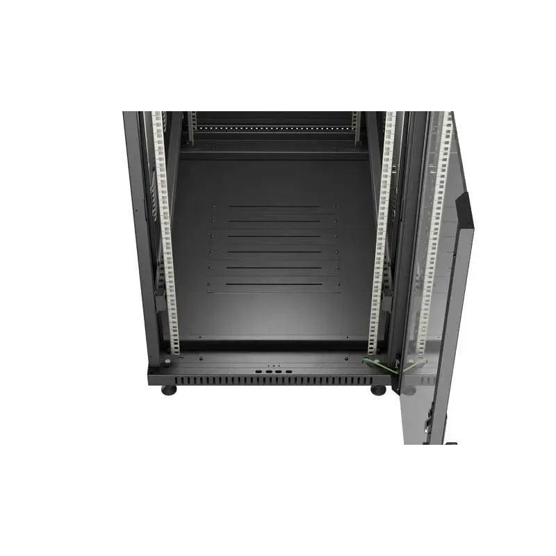 Szafa instalacyjna Rack stojąca 19" 22U 600x1000 Czarna drzwi przeszklone