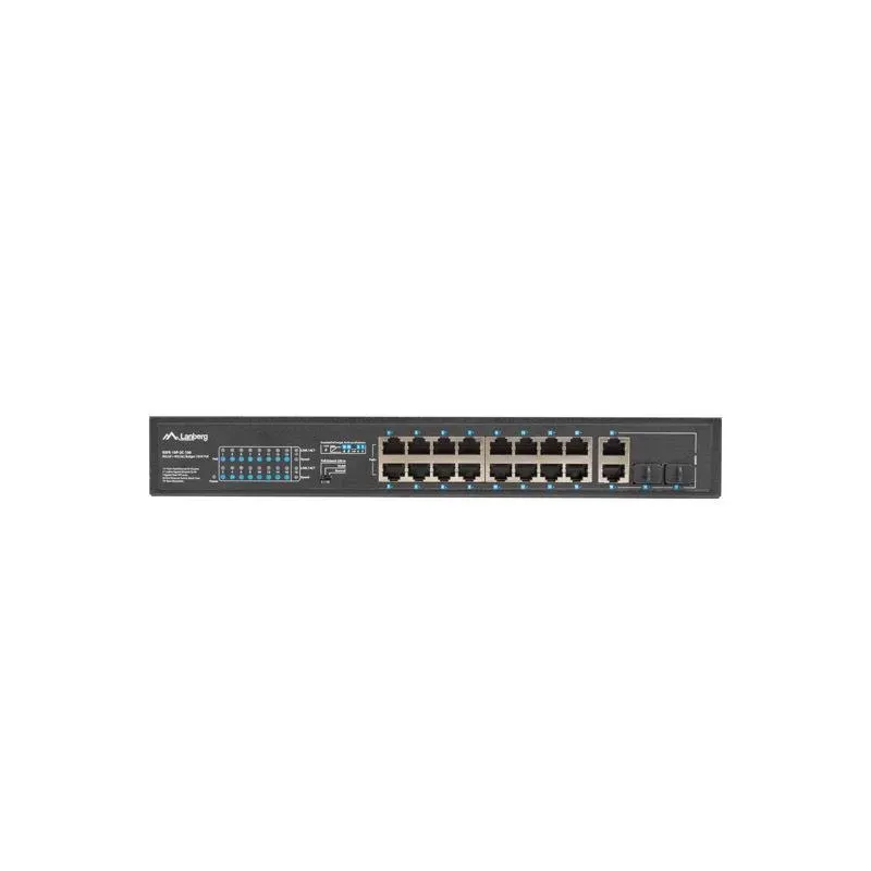 Switch niezarządzalny Lanberg 16x 100Mb PoE+/2x Combo Rack 19" Gigabit