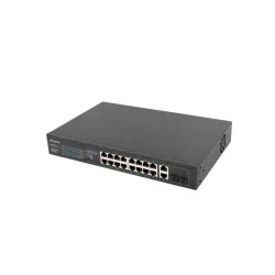 Switch niezarządzalny Lanberg 16x 100Mb PoE+/2x Combo Rack 19" Gigabit
