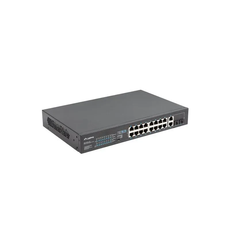 Switch niezarządzalny Lanberg 16x 100Mb PoE+/2x Combo Rack 19" Gigabit