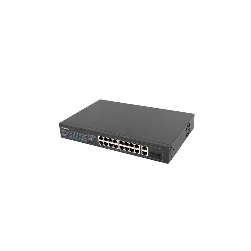 Switch niezarządzalny Lanberg 16x 100Mb PoE+/2x Combo Rack 19" Gigabit