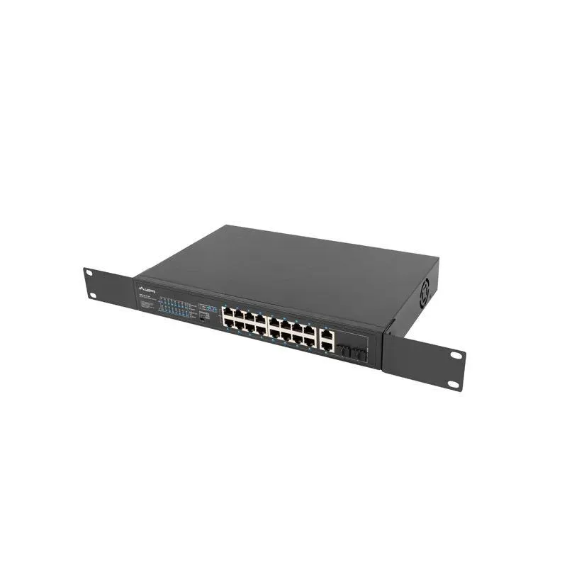 Switch niezarządzalny Lanberg 16x 100Mb PoE+/2x Combo Rack 19" Gigabit