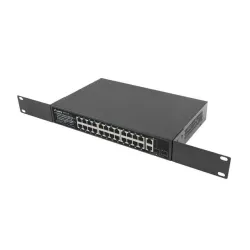 Switch niezarządzalny Lanberg 24x 100Mb PoE+/2x Combo Rack 19" Gigabit