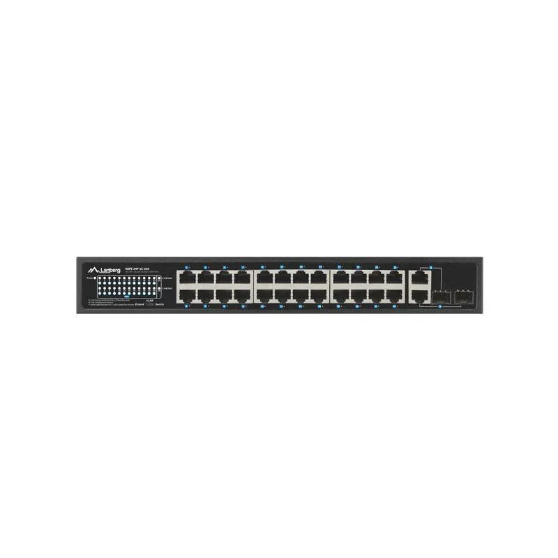 Switch niezarządzalny Lanberg 24x 100Mb PoE+/2x Combo Rack 19" Gigabit