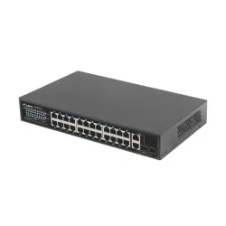 Switch niezarządzalny Lanberg 24x 100Mb PoE+/2x Combo Rack 19" Gigabit